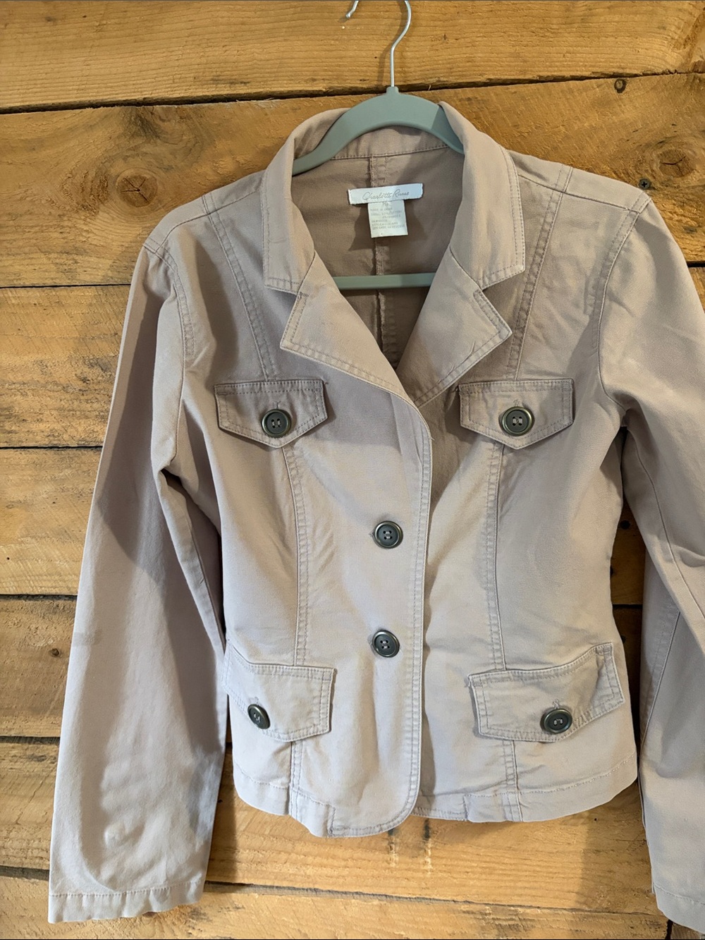 Charlotte Russe Taupe Button-Front Blazer Jacket